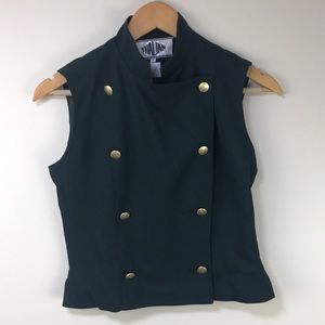 NWT Thalian Green wool gold button vest